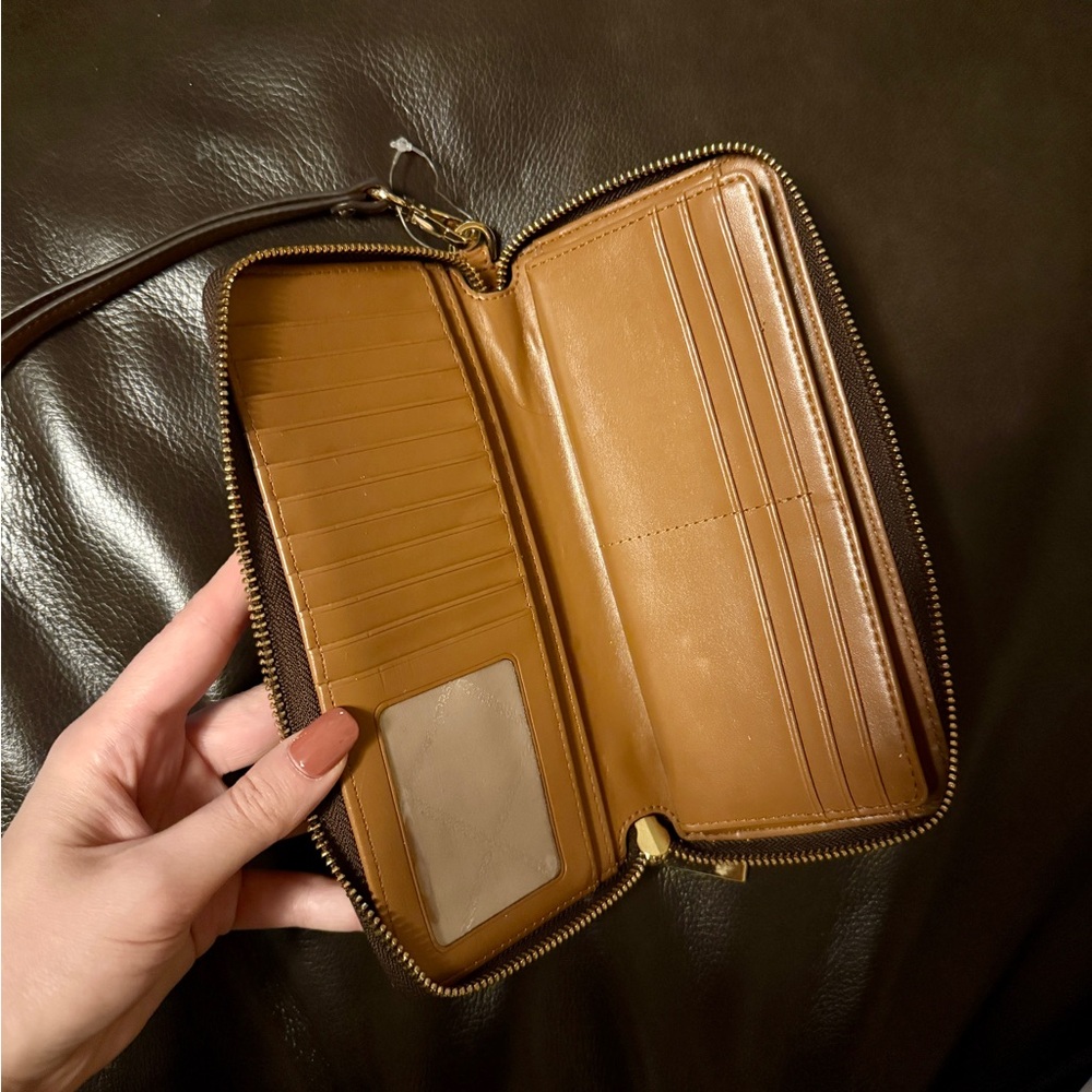 Michael Kors Dark Brown and Tan Wristlet Wallet - Picture 3 of 4